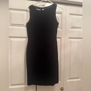 Maggy London Vintage Black Velvet Midi Dress Bodycon Back Buttons Small Size 8